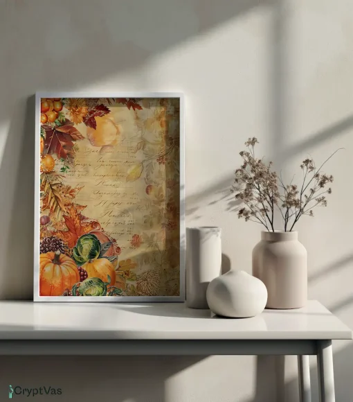 Cozy Autumn Thanksgiving Junk Journal Canvas Wall Art JKJN101VT