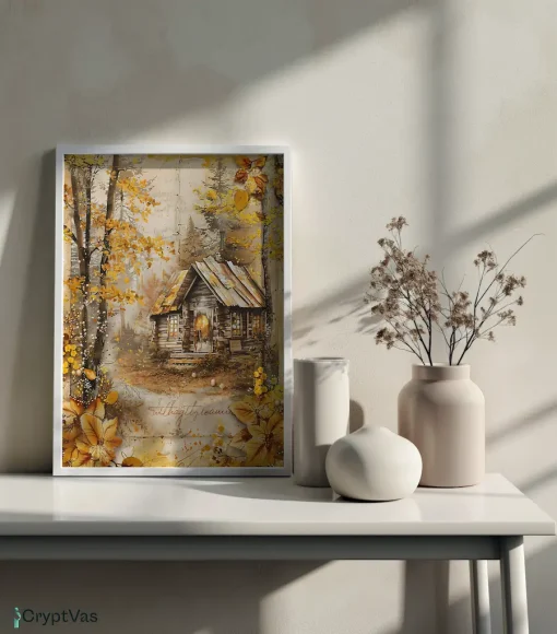 Cozy Autumn Thanksgiving Junk Journal Canvas Wall Art JKJN106VT