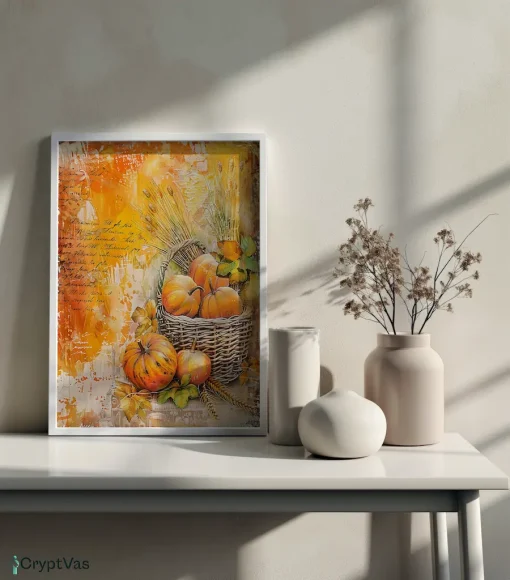 Cozy Autumn Thanksgiving Junk Journal Canvas Wall Art JKJN012VT