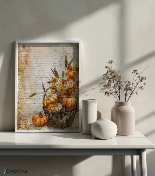 Cozy Autumn Thanksgiving Junk Journal Canvas Wall Art JKJN013VT