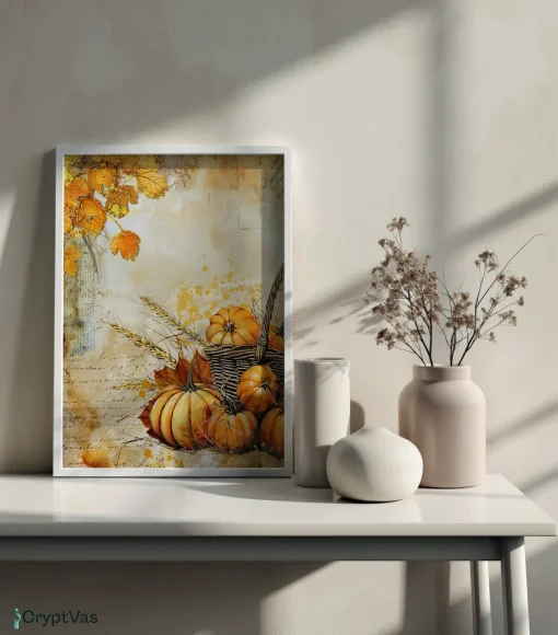 Cozy Autumn Thanksgiving Junk Journal Canvas Wall Art JKJN002VT