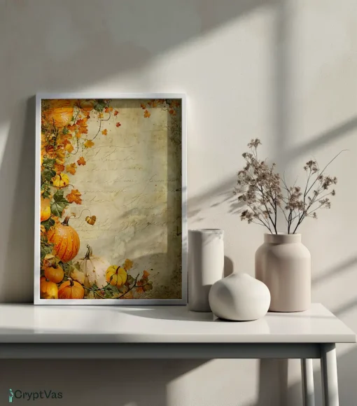 Cozy Autumn Thanksgiving Junk Journal Canvas Wall Art JKJN028VT