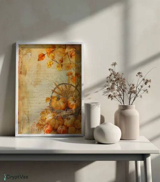 Cozy Autumn Thanksgiving Junk Journal Canvas Wall Art JKJN003VT