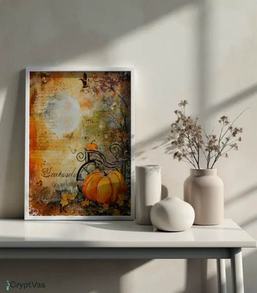 Cozy Autumn Thanksgiving Junk Journal Canvas Wall Art JKJN032VT