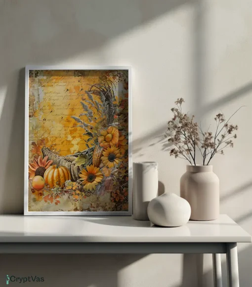 Cozy Autumn Thanksgiving Junk Journal Canvas Wall Art JKJN034VT