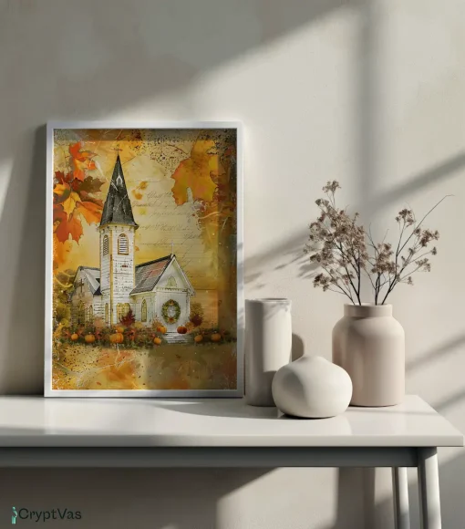 Cozy Autumn Thanksgiving Junk Journal Canvas Wall Art JKJN038VT