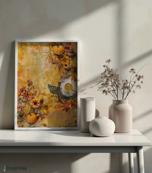 Cozy Autumn Thanksgiving Junk Journal Canvas Wall Art JKJN042VT