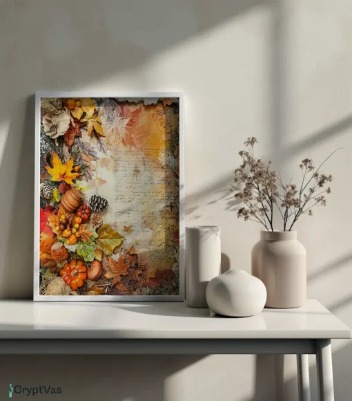 Cozy Autumn Thanksgiving Junk Journal Canvas Wall Art JKJN043VT