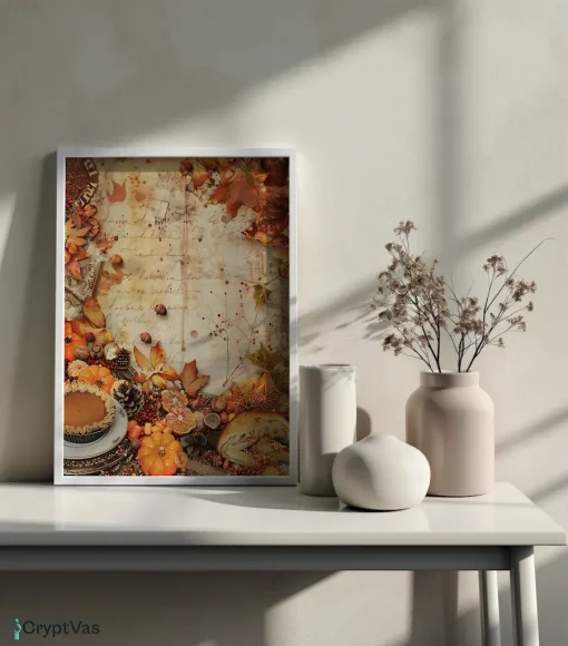 Cozy Autumn Thanksgiving Junk Journal Canvas Wall Art JKJN044VT