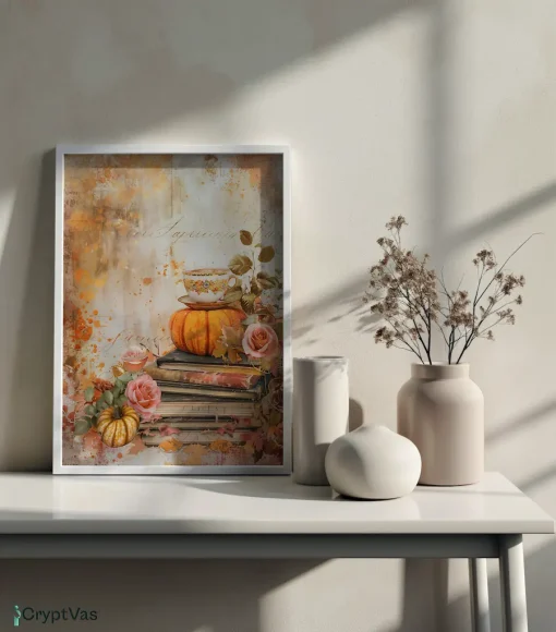 Cozy Autumn Thanksgiving Junk Journal Canvas Wall Art JKJN005VT