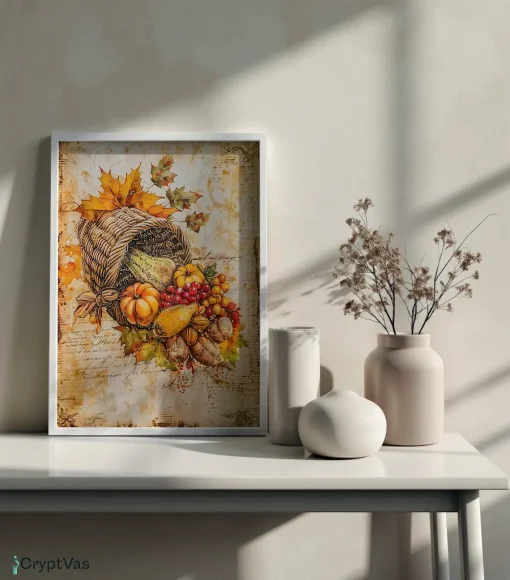 Cozy Autumn Thanksgiving Junk Journal Canvas Wall Art JKJN050VT