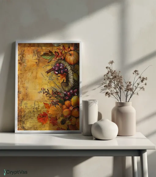 Cozy Autumn Thanksgiving Junk Journal Canvas Wall Art JKJN051VT