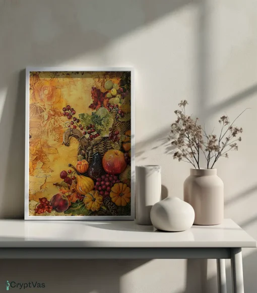 Cozy Autumn Thanksgiving Junk Journal Canvas Wall Art JKJN052VT