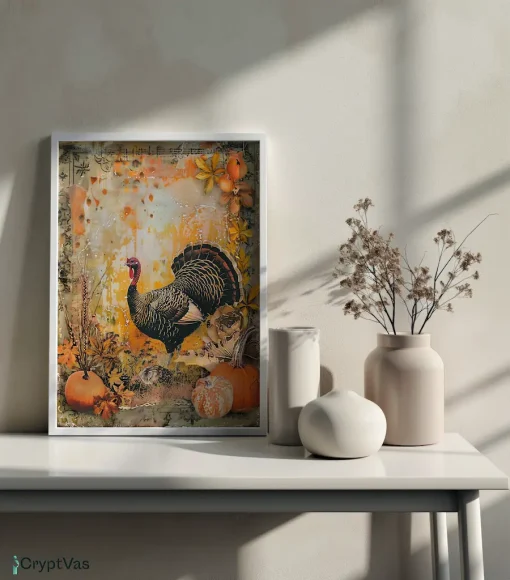 Cozy Autumn Thanksgiving Junk Journal Canvas Wall Art JKJN057VT