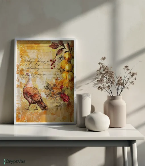 Cozy Autumn Thanksgiving Junk Journal Canvas Wall Art JKJN062VT