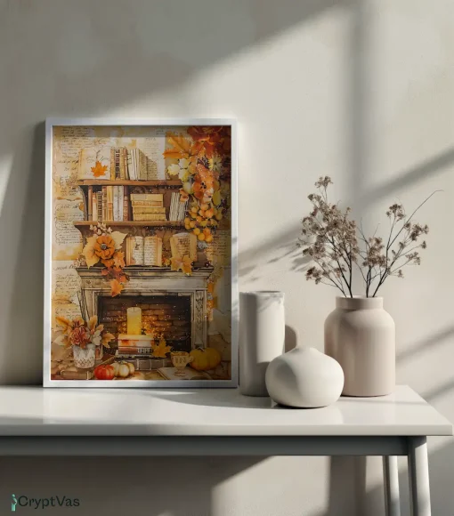 Cozy Autumn Thanksgiving Junk Journal Canvas Wall Art JKJN068VT