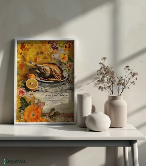 Cozy Autumn Thanksgiving Junk Journal Canvas Wall Art JKJN069VT