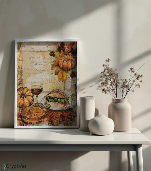 Cozy Autumn Thanksgiving Junk Journal Canvas Wall Art JKJN074VT