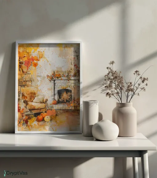 Cozy Autumn Thanksgiving Junk Journal Canvas Wall Art JKJN076VT