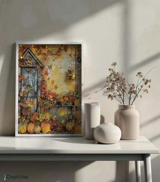 Cozy Autumn Thanksgiving Junk Journal Canvas Wall Art JKJN079VT