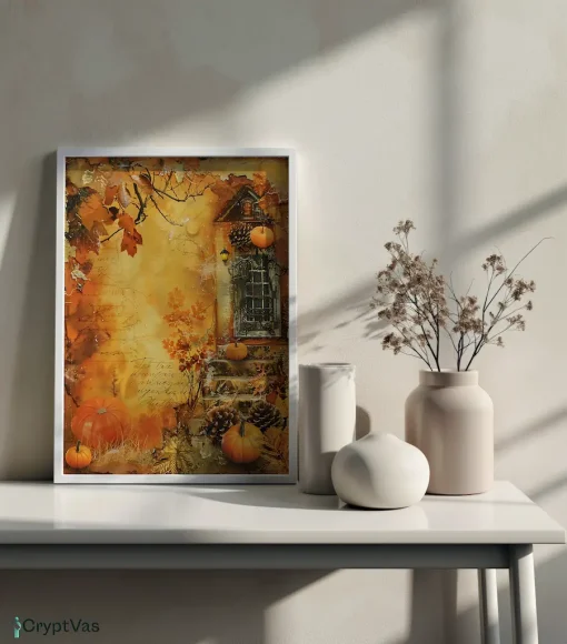 Cozy Autumn Thanksgiving Junk Journal Canvas Wall Art JKJN080VT