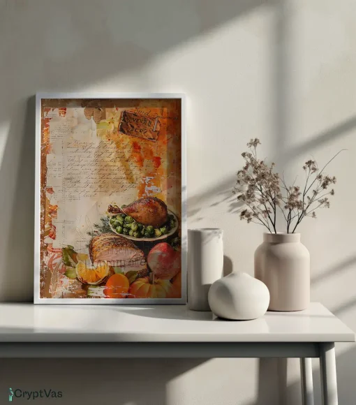 Cozy Autumn Thanksgiving Junk Journal Canvas Wall Art JKJN087VT