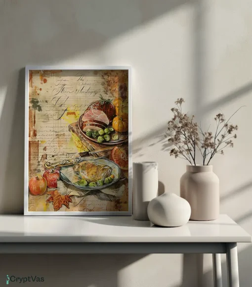 Cozy Autumn Thanksgiving Junk Journal Canvas Wall Art JKJN088VT