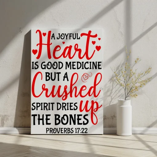 Canvas Wall Art Bible Verse A Joyful Heart Is Good Medicine