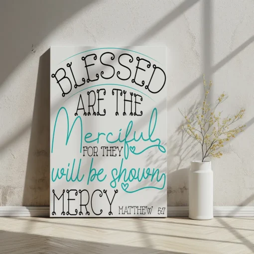 Canvas Wall Art Bible Verse Blessed are the merciful