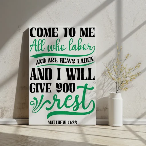 Canvas Wall Art Bible Verse Come to me, all who labor and are heavy laden