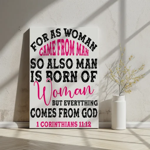 Canvas Wall Art Bible Verse For as woman came from man