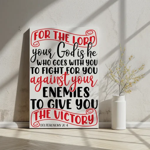 Canvas Wall Art Bible Verse For the Lord your God is he who goes with you