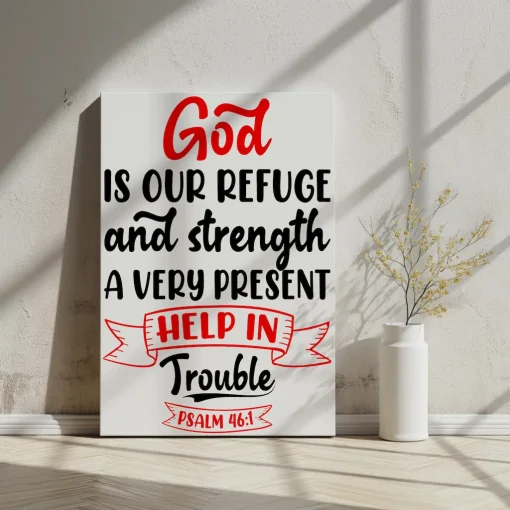 Canvas Wall Art Bible Verse God is our refuge and strength