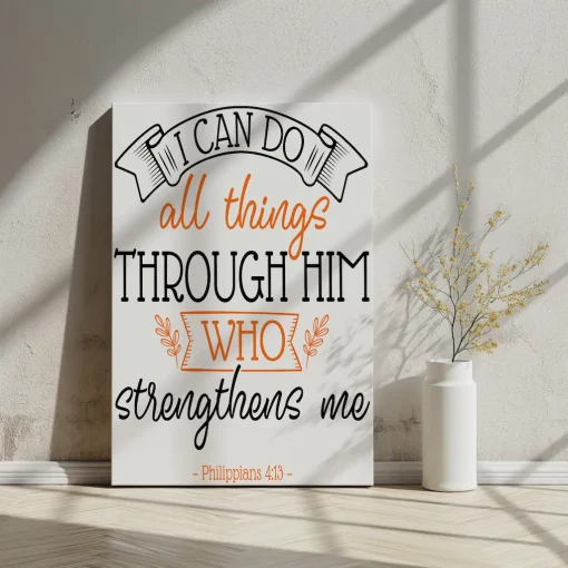 Canvas Wall Art Bible Verse I can do all things through him