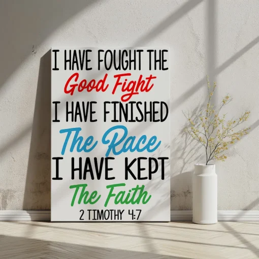 Canvas Wall Art Bible Verse I have fought the good fight