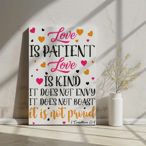 Canvas Wall Art Bible Verse Love is patient, love is kind