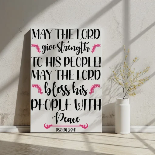 Canvas Wall Art Bible Verse May the Lord give strength to his people