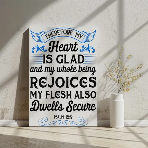 Canvas Wall Art Bible Verse Therefore my heart is glad