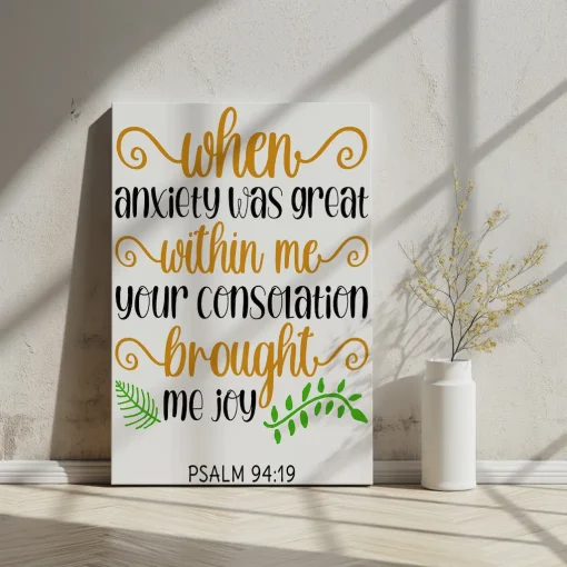 Canvas Wall Art Bible Verse When anxiety was great within me