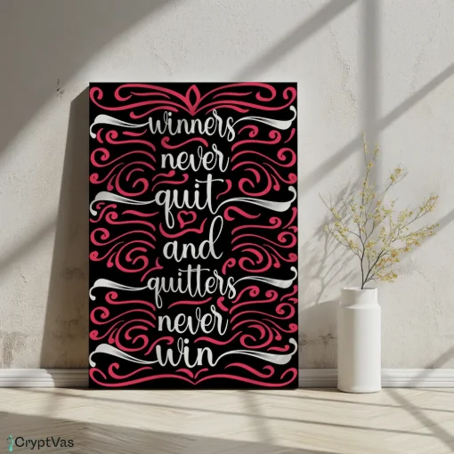 Canvas Wall Art Motivational Design Winners never Quit and Quitters never Win