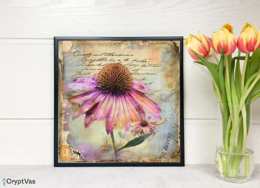Vintage Coneflower Digital Paper Canvas Wall Art COFDP10VT