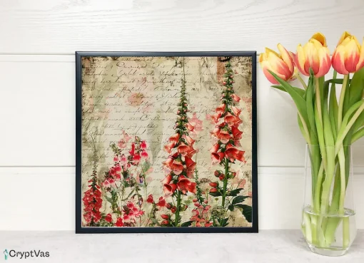 Vintage Foxglove Flower Digital Paper Canvas Wall Art FFDP10VT