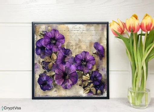 Vintage Petunia Flower Digital Paper Canvas Wall Art PTNFDP11VT