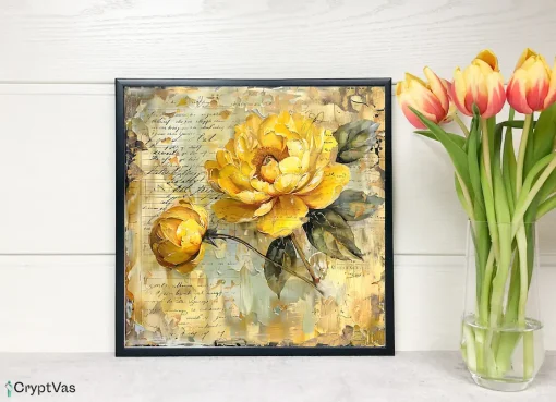 Vintage Peonies Flower Digital Paper Canvas Wall Art PNFDP13VT