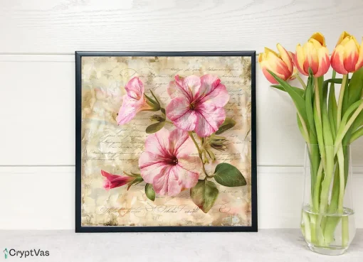 Vintage Petunia Flower Digital Paper Canvas Wall Art PTNFDP13VT