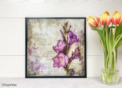 Vintage Gladiolus Flower Digital Paper Canvas Wall Art GDFDP14VT