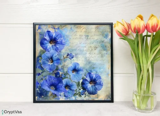 Vintage Petunia Flower Digital Paper Canvas Wall Art PTNFDP14VT