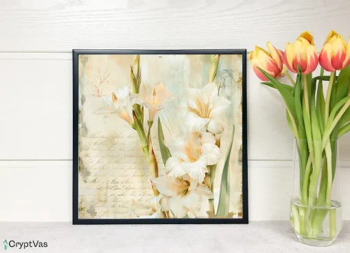 Vintage Gladiolus Flower Digital Paper Canvas Wall Art GDFDP15VT