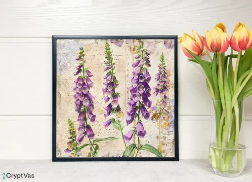 Vintage Foxglove Flower Digital Paper Canvas Wall Art FFDP15VT