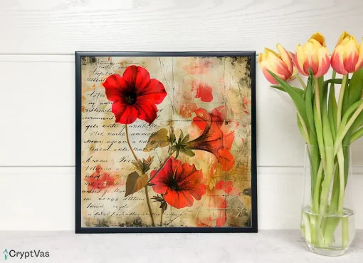 Vintage Petunia Flower Digital Paper Canvas Wall Art PTNFDP05VT